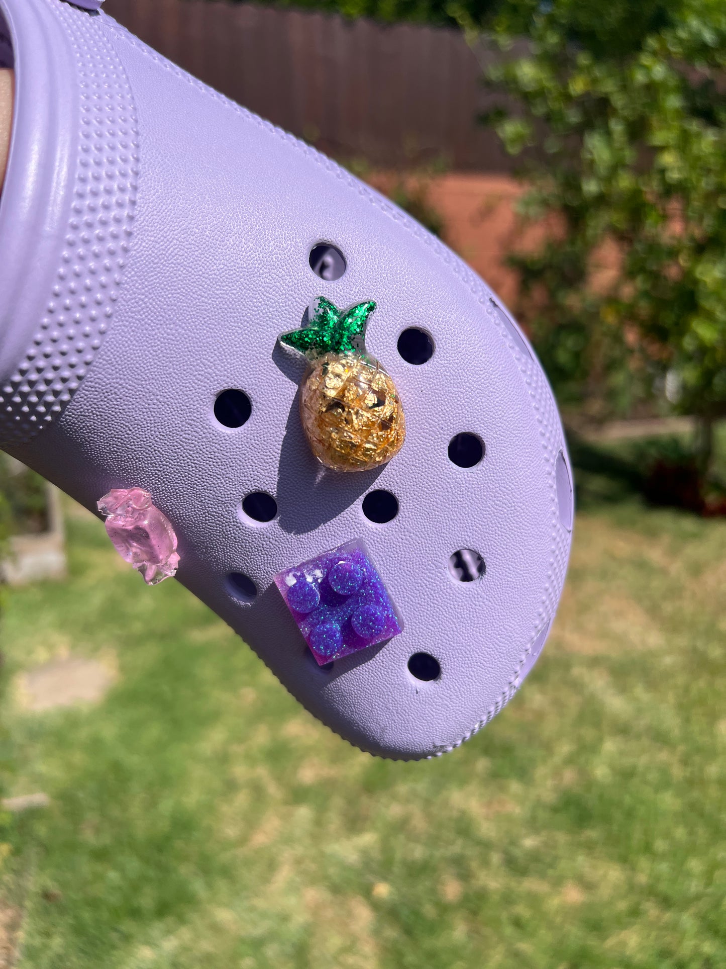 Croc Charm - Gold Leaf Pineapple
