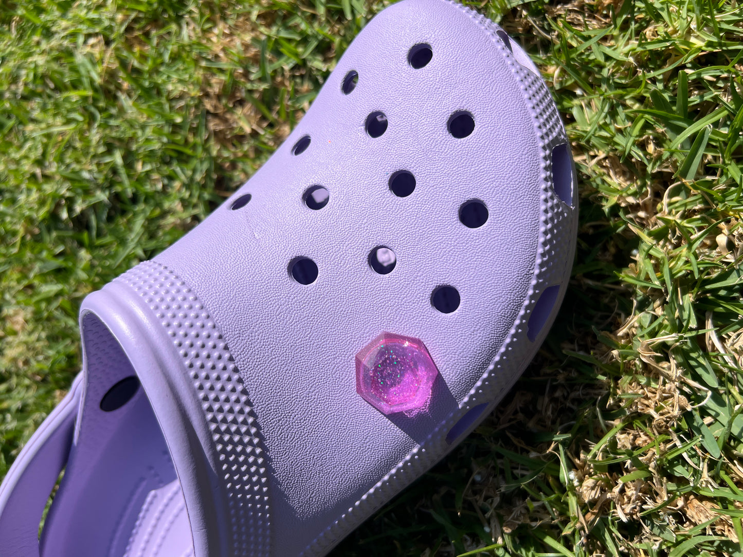 Croc Charm - Pink Glitter Gem