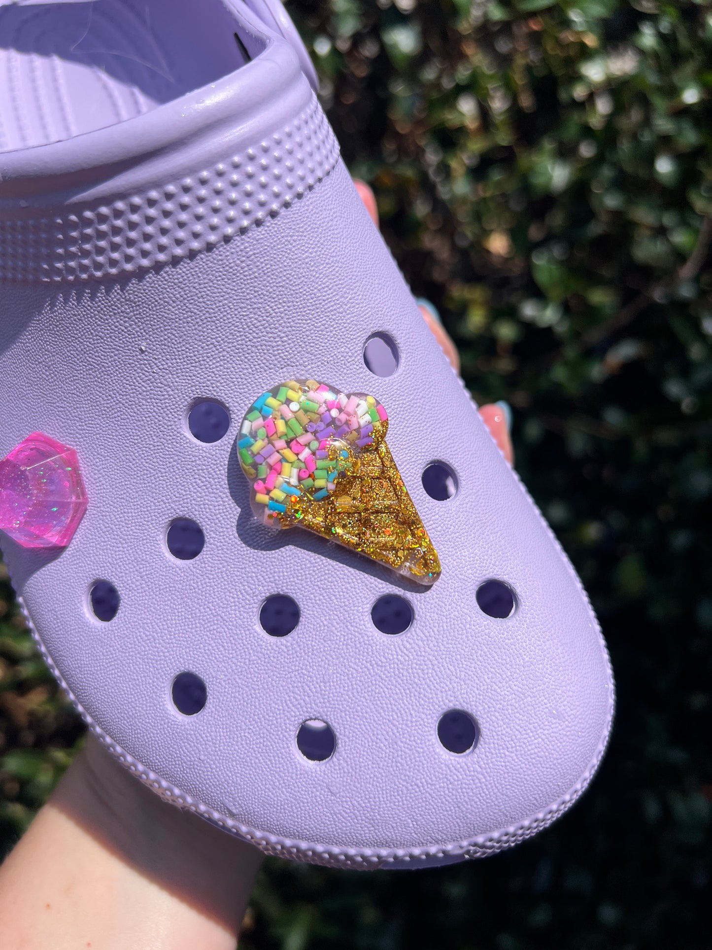Croc Charm - Pastel Sprinkle Ice Cream w/ Gold Sparkle Cone