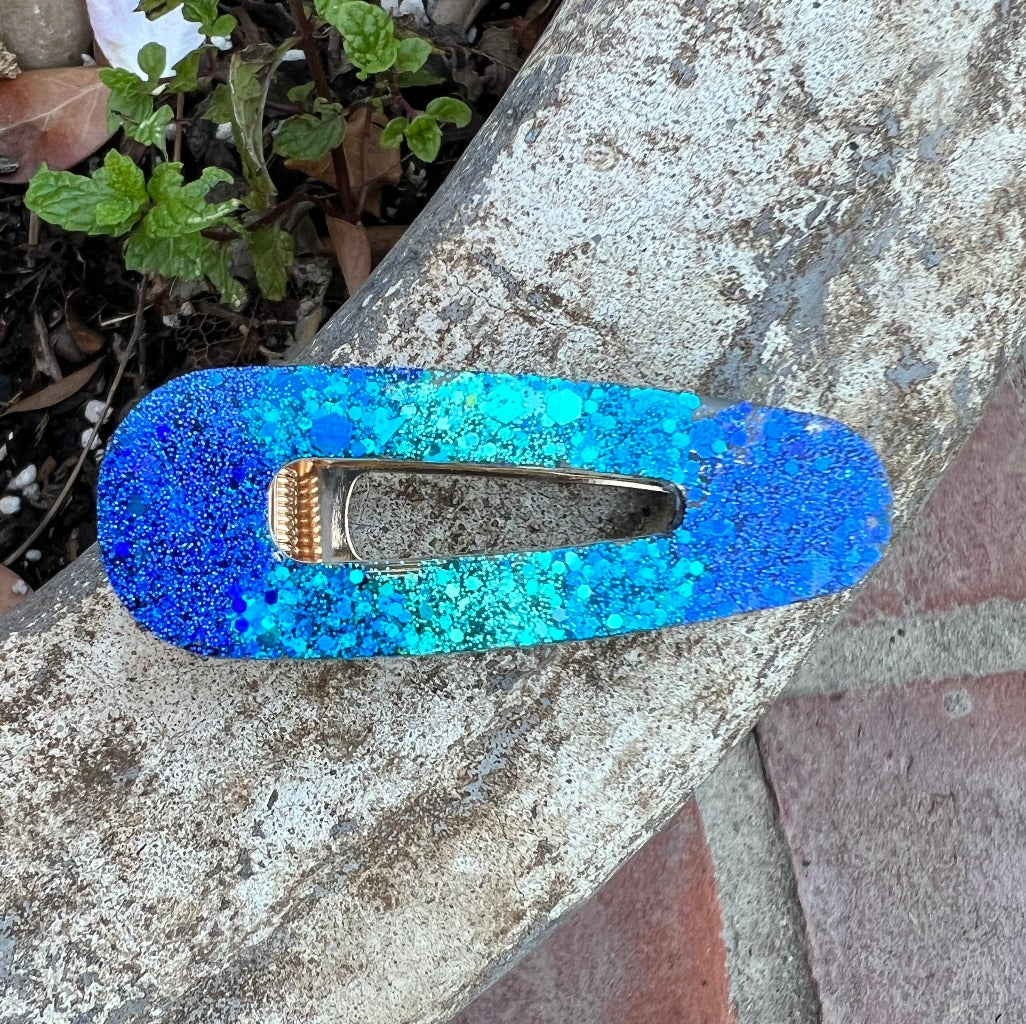 Blue Wave Glitter Glam Barrette