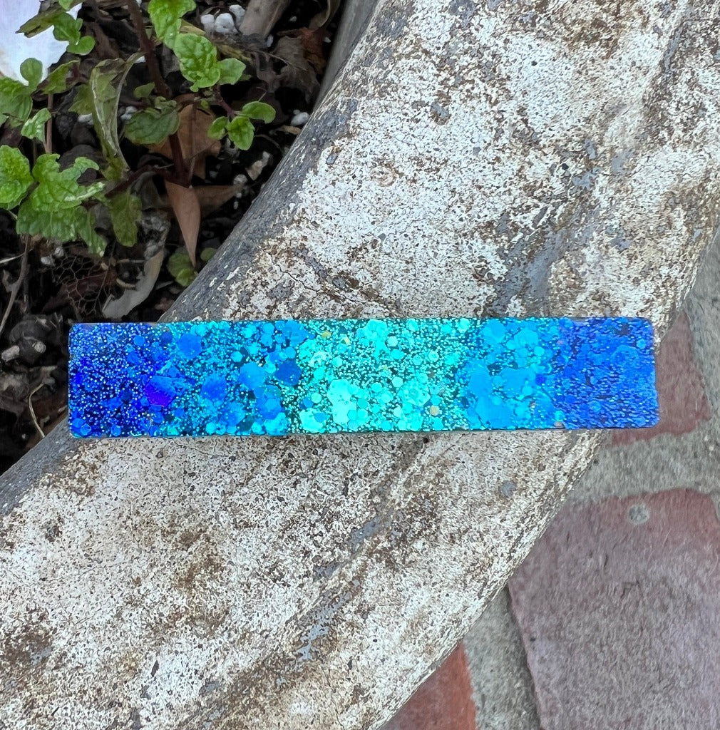 Blue Wave Glitter Glam Barrette
