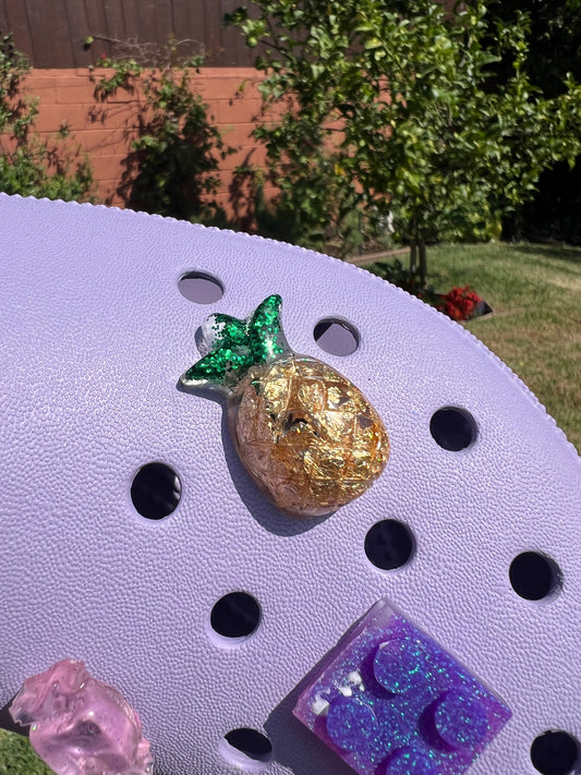 Croc Charm - Gold Leaf Pineapple