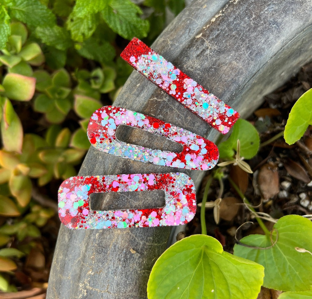 Candy Cane Sparkles Glitter Glam Barrette